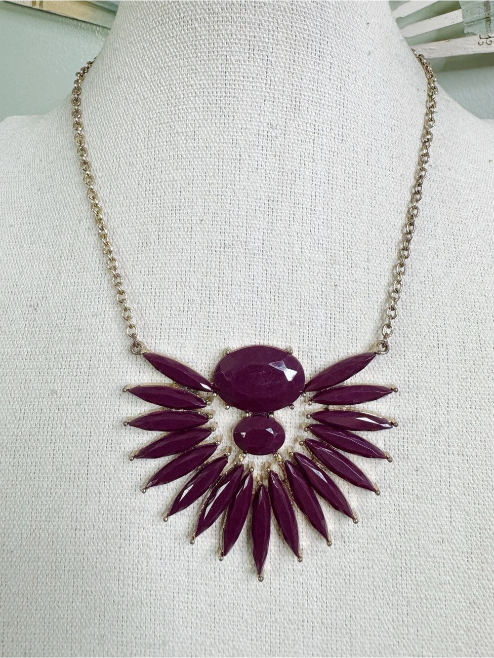 Statement Purple Acrylic Burst Pendant Bib Necklace